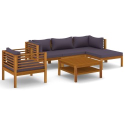 vidaXL 6-tlg. Garten-Lounge-Set mit Auflage Massivholz Akazie