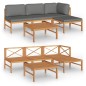 vidaXL 5-tlg. Garten-Lounge-Set mit Grauen Kissen Massivholz Teak vidaXL 5-tlg. Garten-Lounge-Set mit Grauen Kissen Massivholz Teak