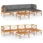 6-tlg. Garten-Lounge-Set mit Grauen Kissen Massivholz Teak 6-tlg. Garten-Lounge-Set mit Grauen Kissen Massivholz Teak