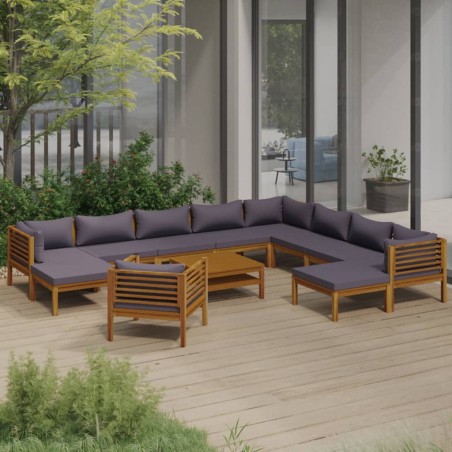 vidaXL 12-tlg. Garten-Lounge-Set mit Auflage Massivholz Akazie