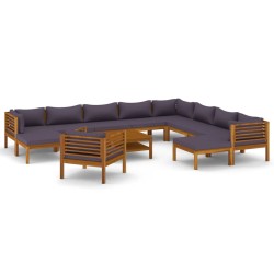 vidaXL 12-tlg. Garten-Lounge-Set mit Auflage Massivholz Akazie
