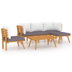 vidaXL 6-tlg. Garten-Lounge-Set mit Kissen Massivholz Akazie