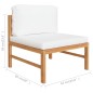4-Sitzer-Gartensofa mit Creme Kissen Massivholz Teak 4-Sitzer-Gartensofa mit Creme Kissen Massivholz Teak
