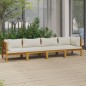 4-Sitzer-Gartensofa mit Creme Kissen Massivholz Akazie 4-Sitzer-Gartensofa mit Creme Kissen Massivholz Akazie