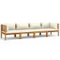 4-Sitzer-Gartensofa mit Creme Kissen Massivholz Akazie 4-Sitzer-Gartensofa mit Creme Kissen Massivholz Akazie