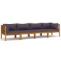 4-Sitzer-Gartensofa mit Kissen Massivholz Akazie 4-Sitzer-Gartensofa mit Kissen Massivholz Akazie