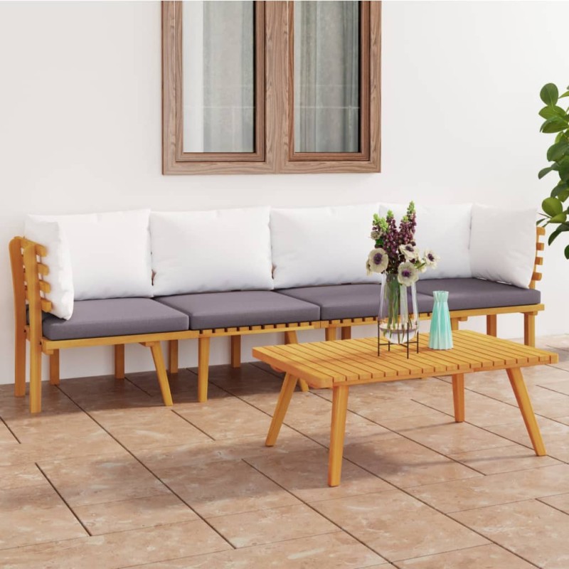 4-tlg. Garten-Lounge-Set mit Kissen Massivholz Akazie 4-tlg. Garten-Lounge-Set mit Kissen Massivholz Akazie