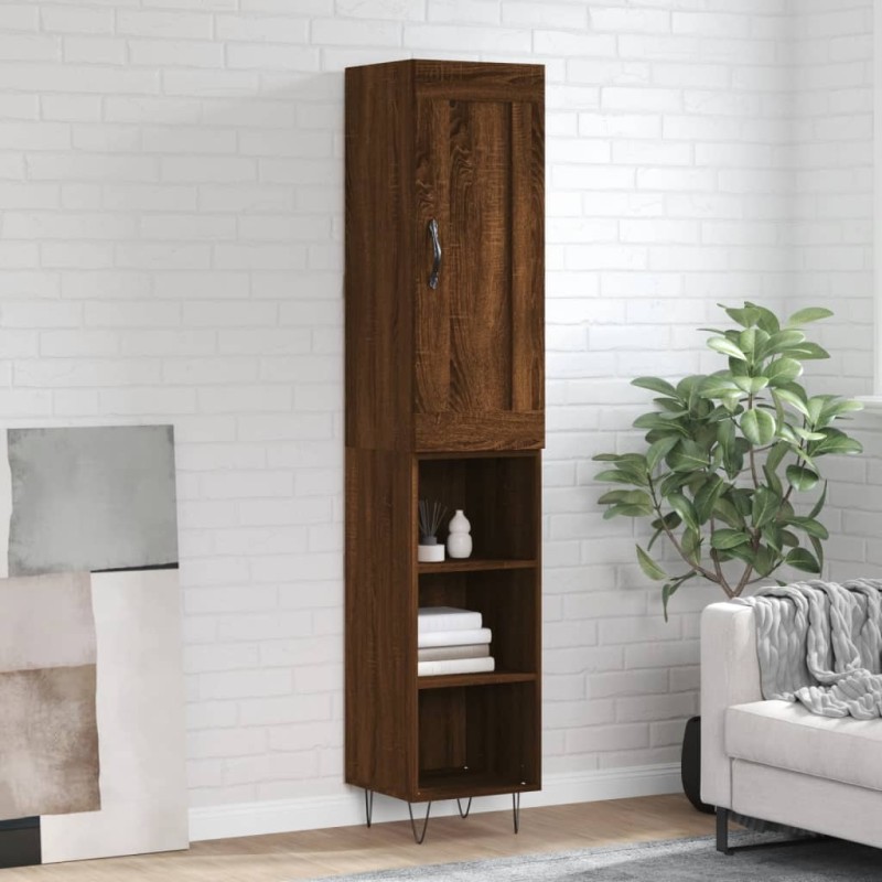 Highboard Braun Eichen-Optik 34,5x34x180 cm Holzwerkstoff Highboard Braun Eichen-Optik 34,5x34x180 cm Holzwerkstoff