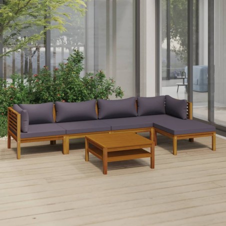 vidaXL 6-tlg. Garten-Lounge-Set mit Auflage Massivholz Akazie