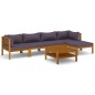 vidaXL 6-tlg. Garten-Lounge-Set mit Auflage Massivholz Akazie vidaXL 6-tlg. Garten-Lounge-Set mit Auflage Massivholz Akazie