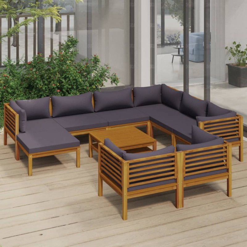 10-tlg. Garten-Lounge-Set mit Auflage Massivholz Akazie 10-tlg. Garten-Lounge-Set mit Auflage Massivholz Akazie