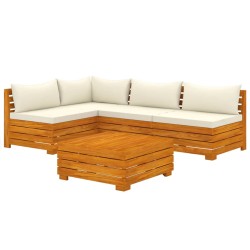 5-tlg. Garten-Lounge-Set mit Kissen Massivholz Akazie