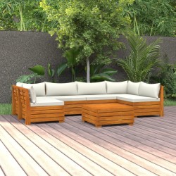 7-tlg. Garten-Lounge-Set mit Kissen Massivholz Akazie