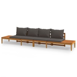 vidaXL Gartenbänke mit dunkelgrauen Kissen 2 Stk. Akazienholz
