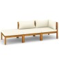 3-tlg. Garten-Lounge-Set mit Creme Kissen Massivholz Akazie 3-tlg. Garten-Lounge-Set mit Creme Kissen Massivholz Akazie