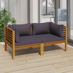 vidaXL 2-Sitzer-Gartensofa mit Kissen Massivholz Akazie