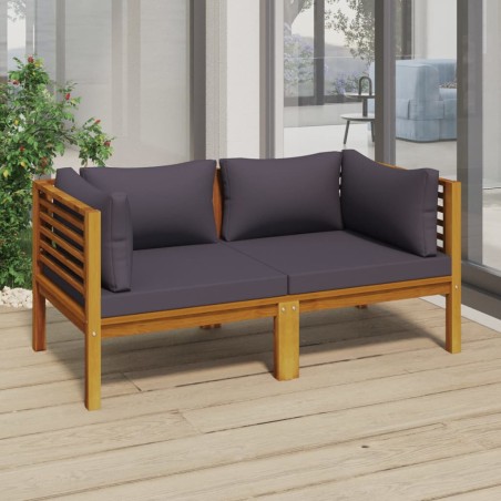 vidaXL 2-Sitzer-Gartensofa mit Kissen Massivholz Akazie