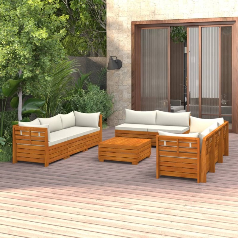 vidaXL 9-tlg. Garten-Lounge-Set mit Kissen Massivholz Akazie vidaXL 9-tlg. Garten-Lounge-Set mit Kissen Massivholz Akazie