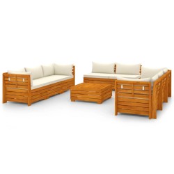 vidaXL 9-tlg. Garten-Lounge-Set mit Kissen Massivholz Akazie