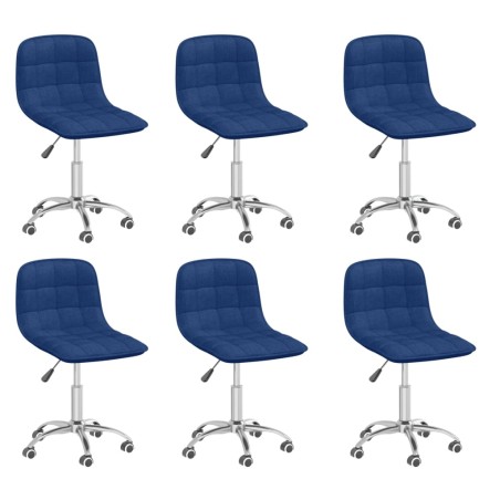 Esszimmerstühle 6 Stk. Drehbar Blau Stoff
