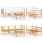 6-tlg. Garten-Lounge-Set mit Creme Kissen Massivholz Teak 6-tlg. Garten-Lounge-Set mit Creme Kissen Massivholz Teak