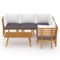 vidaXL 6-tlg. Garten-Lounge-Set mit Kissen Massivholz Akazie