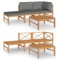 vidaXL 4-tlg. Garten-Lounge-Set mit Grauen Kissen Massivholz Teak vidaXL 4-tlg. Garten-Lounge-Set mit Grauen Kissen Massivholz Teak
