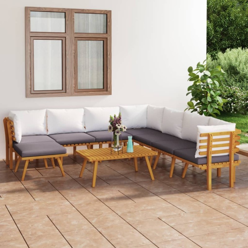 9-tlg. Garten-Lounge-Set mit Kissen Massivholz Akazie 9-tlg. Garten-Lounge-Set mit Kissen Massivholz Akazie
