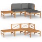 vidaXL 4-tlg. Garten-Lounge-Set mit Grauen Kissen Massivholz Teak vidaXL 4-tlg. Garten-Lounge-Set mit Grauen Kissen Massivholz Teak