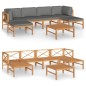 7-tlg. Garten-Lounge-Set mit Grauen Kissen Massivholz Teak 7-tlg. Garten-Lounge-Set mit Grauen Kissen Massivholz Teak
