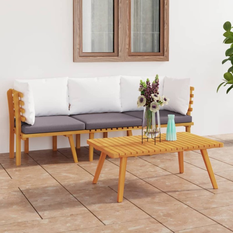 3-tlg. Garten-Lounge-Set mit Kissen Massivholz Akazie 3-tlg. Garten-Lounge-Set mit Kissen Massivholz Akazie