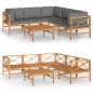 6-tlg. Garten-Lounge-Set mit Grauen Kissen Massivholz Teak 6-tlg. Garten-Lounge-Set mit Grauen Kissen Massivholz Teak