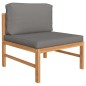 6-tlg. Garten-Lounge-Set mit Grauen Kissen Massivholz Teak 6-tlg. Garten-Lounge-Set mit Grauen Kissen Massivholz Teak