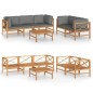6-tlg. Garten-Lounge-Set mit Grauen Kissen Massivholz Teak 6-tlg. Garten-Lounge-Set mit Grauen Kissen Massivholz Teak