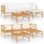 5-tlg. Garten-Lounge-Set mit Creme Kissen Massivholz Teak 5-tlg. Garten-Lounge-Set mit Creme Kissen Massivholz Teak