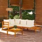 vidaXL 4-tlg. Garten-Lounge-Set mit Cremeweißen Kissen Akazienholz vidaXL 4-tlg. Garten-Lounge-Set mit Cremeweißen Kissen Akazienholz