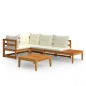 vidaXL 4-tlg. Garten-Lounge-Set mit Cremeweißen Kissen Akazienholz vidaXL 4-tlg. Garten-Lounge-Set mit Cremeweißen Kissen Akazienholz