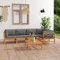 vidaXL 6-tlg. Garten-Lounge-Set mit Grauen Kissen Massivholz Teak vidaXL 6-tlg. Garten-Lounge-Set mit Grauen Kissen Massivholz Teak