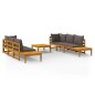 5-tlg. Garten-Lounge-Set mit Dunkelgrauen Kissen Akazienholz 5-tlg. Garten-Lounge-Set mit Dunkelgrauen Kissen Akazienholz