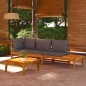 3-tlg. Garten-Lounge-Set mit Dunkelgrauen Kissen Massivholz Akazie 3-tlg. Garten-Lounge-Set mit Dunkelgrauen Kissen Massivholz Akazie