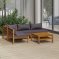 5-tlg. Garten-Lounge-Set mit Auflage Massivholz Akazie 5-tlg. Garten-Lounge-Set mit Auflage Massivholz Akazie