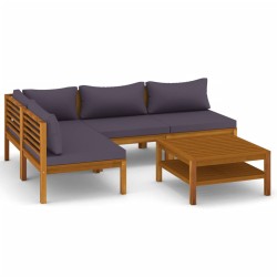 5-tlg. Garten-Lounge-Set mit Auflage Massivholz Akazie