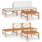 4-tlg. Garten-Lounge-Set mit Creme Kissen Massivholz Teak 4-tlg. Garten-Lounge-Set mit Creme Kissen Massivholz Teak