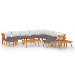 vidaXL 12-tlg. Garten-Lounge-Set mit Kissen Massivholz Akazie