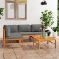 vidaXL 5-tlg. Garten-Lounge-Set mit Grauen Kissen Massivholz Teak