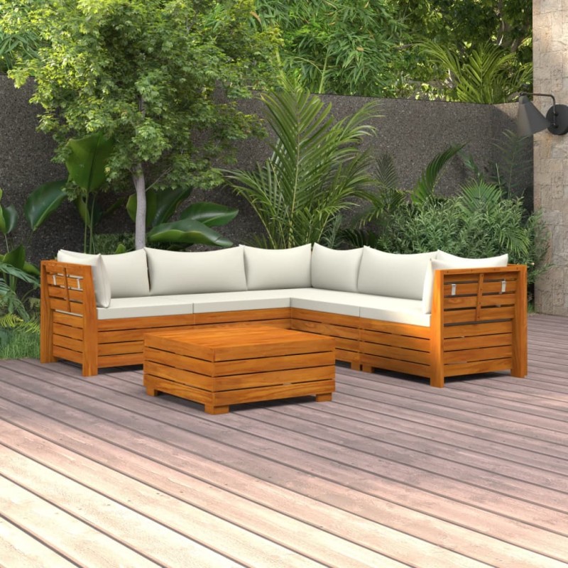 6-tlg. Garten-Lounge-Set mit Kissen Massivholz Akazie 6-tlg. Garten-Lounge-Set mit Kissen Massivholz Akazie
