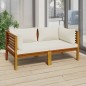 2-Sitzer-Gartensofa mit Creme Kissen Massivholz Akazie 2-Sitzer-Gartensofa mit Creme Kissen Massivholz Akazie