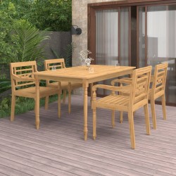 5-tlg. Garten-Essgruppe Massivholz Teak
