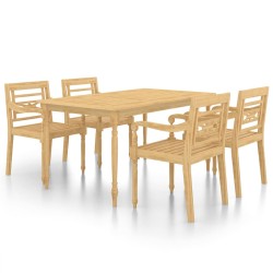 5-tlg. Garten-Essgruppe Massivholz Teak