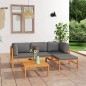 5-tlg. Garten-Lounge-Set mit Grauen Kissen Massivholz Teak 5-tlg. Garten-Lounge-Set mit Grauen Kissen Massivholz Teak